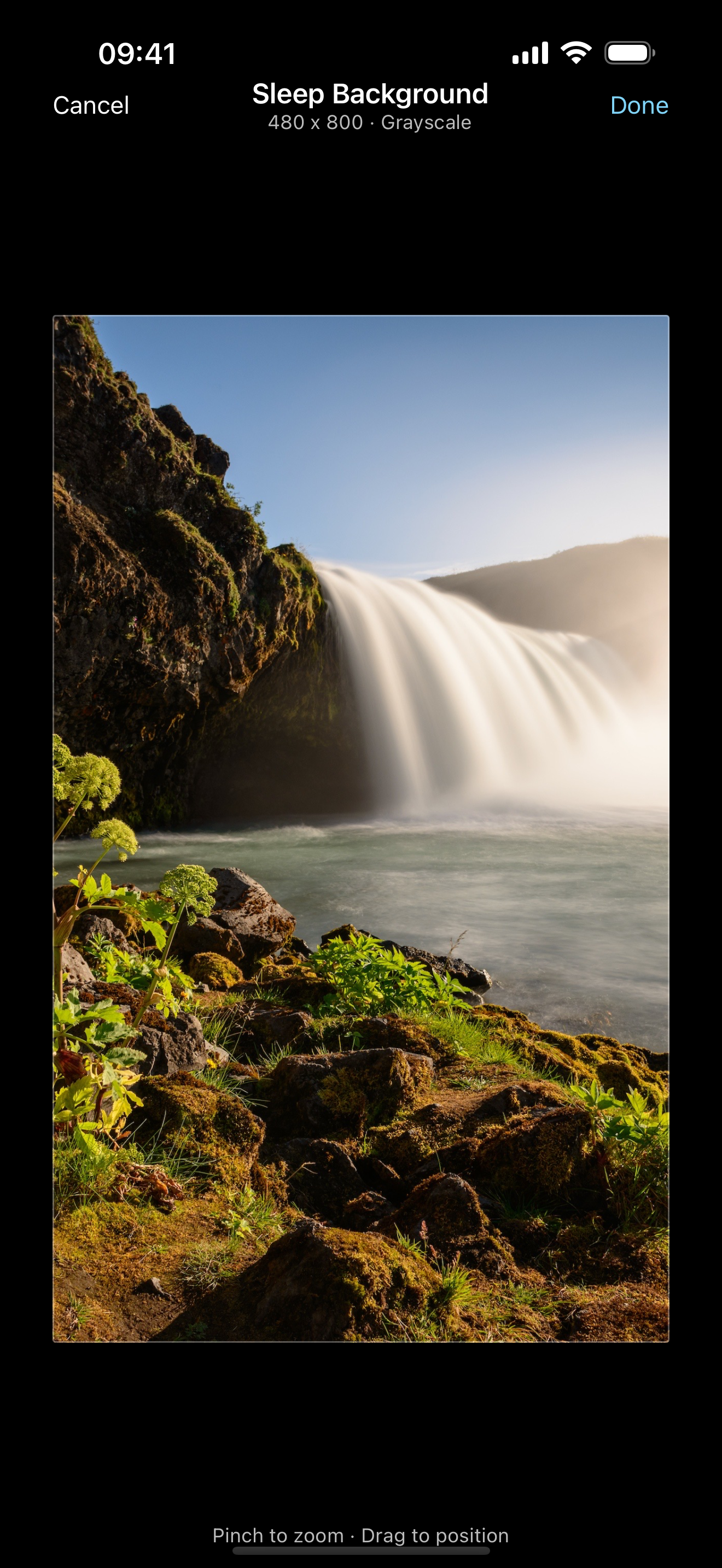 Sleep background customization with grayscale preview